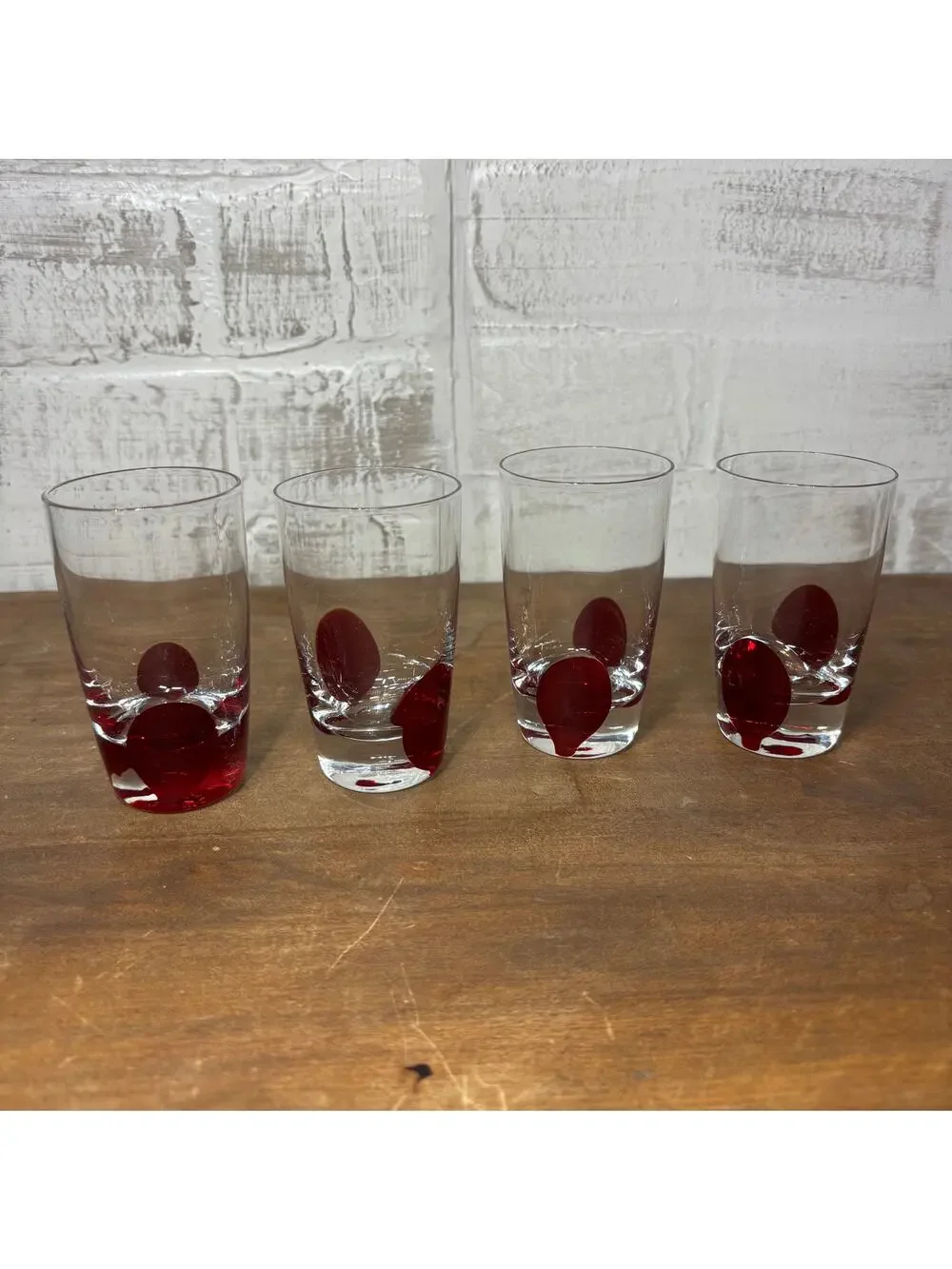 Pier 1 Imports Red Drip Dot Shot Glasses Set of 4